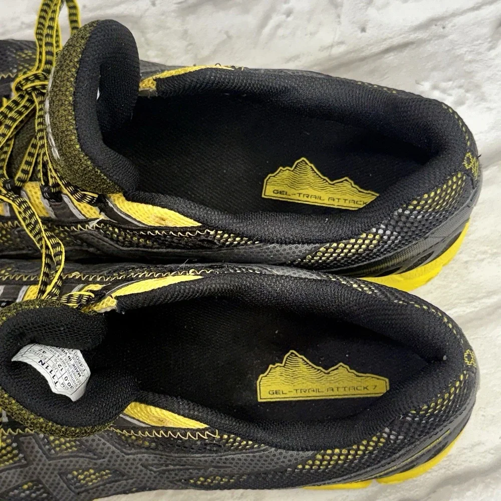 Asics Gel Trail Attack 7 Yellow/Black Trail Running Shoes Trainers Mens Sz 12.5